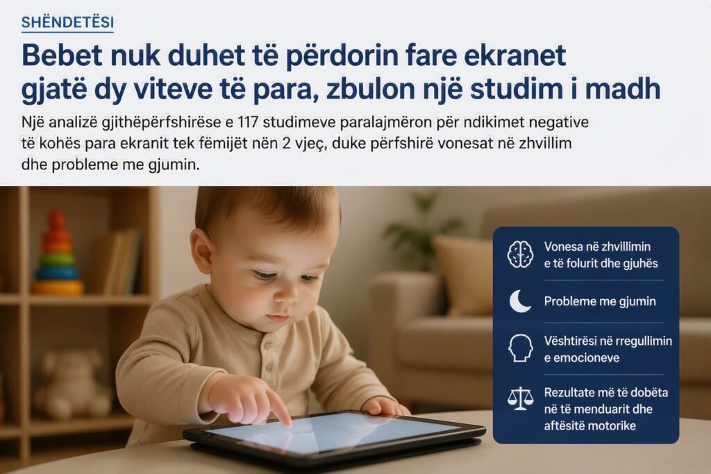 Bebet nuk duhet të përdorin fare ekranet gjatë dy viteve të para, paralajmëron një studim i rëndësishëm